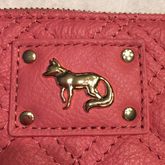 Emma Fox genuine leather coral pink clutch